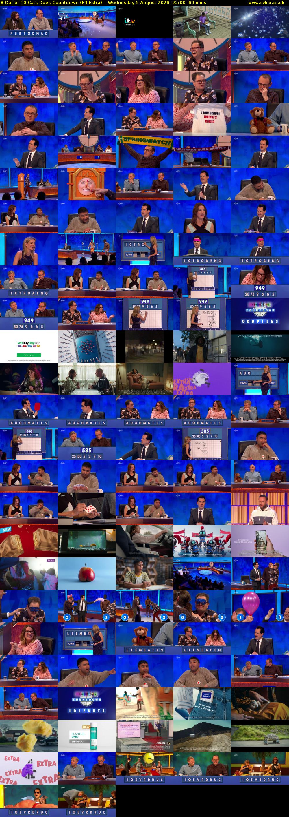 8 Out of 10 Cats Does Countdown (E4 Extra) Wednesday 5 August 2026 22:00 - 23:00