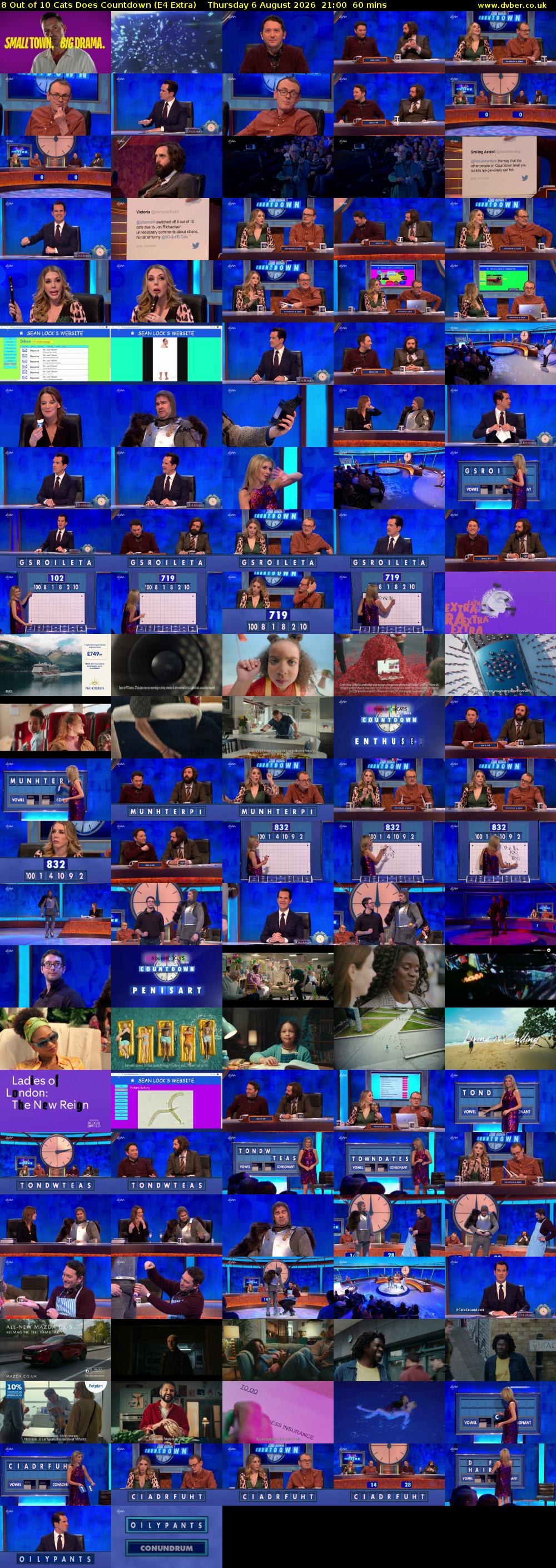 8 Out of 10 Cats Does Countdown (E4 Extra) Thursday 6 August 2026 21:00 - 22:00