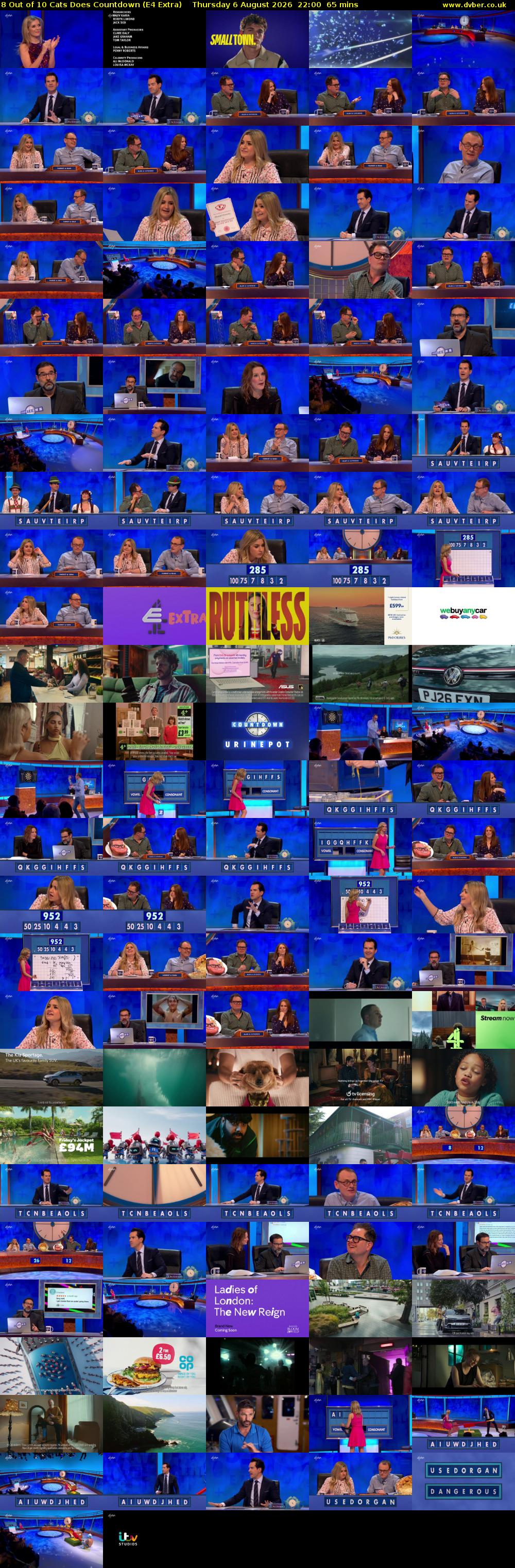 8 Out of 10 Cats Does Countdown (E4 Extra) Thursday 6 August 2026 22:00 - 23:05