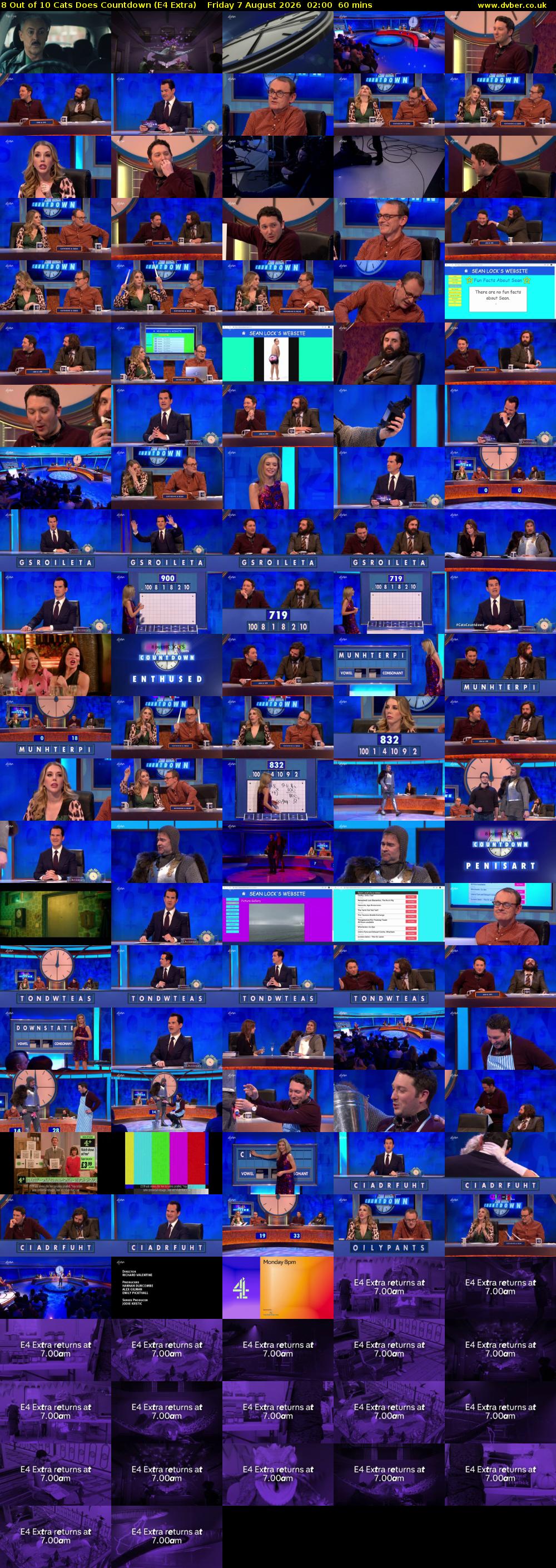 8 Out of 10 Cats Does Countdown (E4 Extra) Friday 7 August 2026 02:00 - 03:00