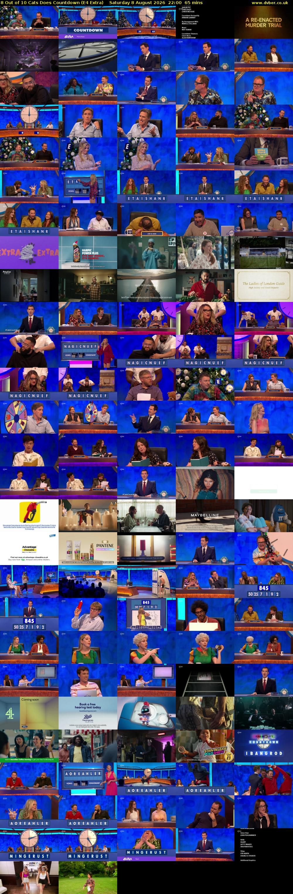 8 Out of 10 Cats Does Countdown (E4 Extra) Saturday 8 August 2026 22:00 - 23:05