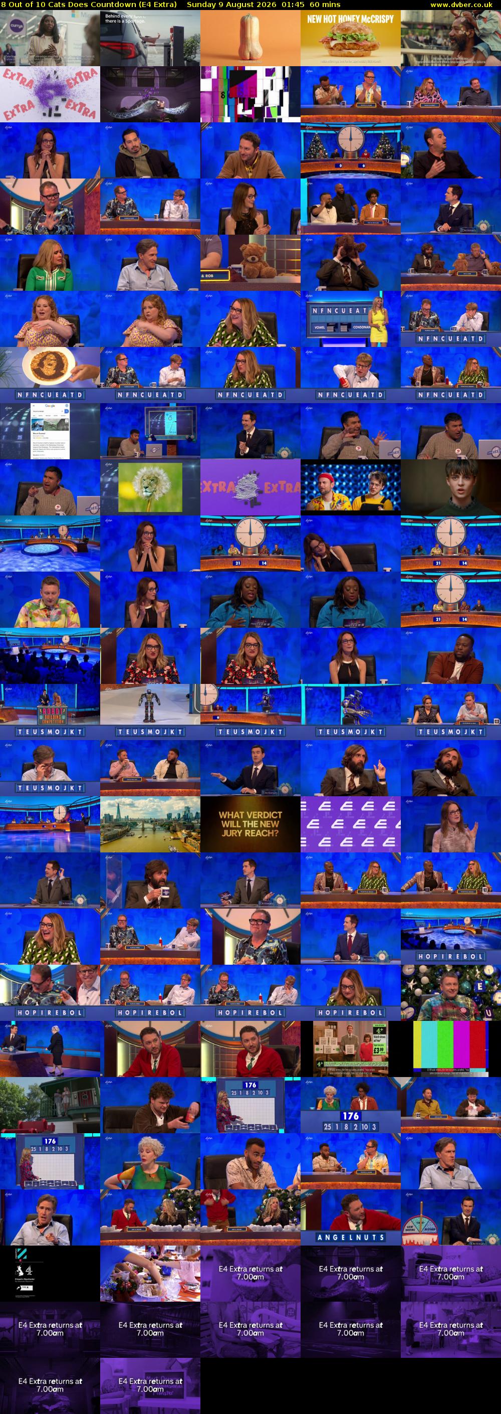 8 Out of 10 Cats Does Countdown (E4 Extra) Sunday 9 August 2026 01:45 - 02:45