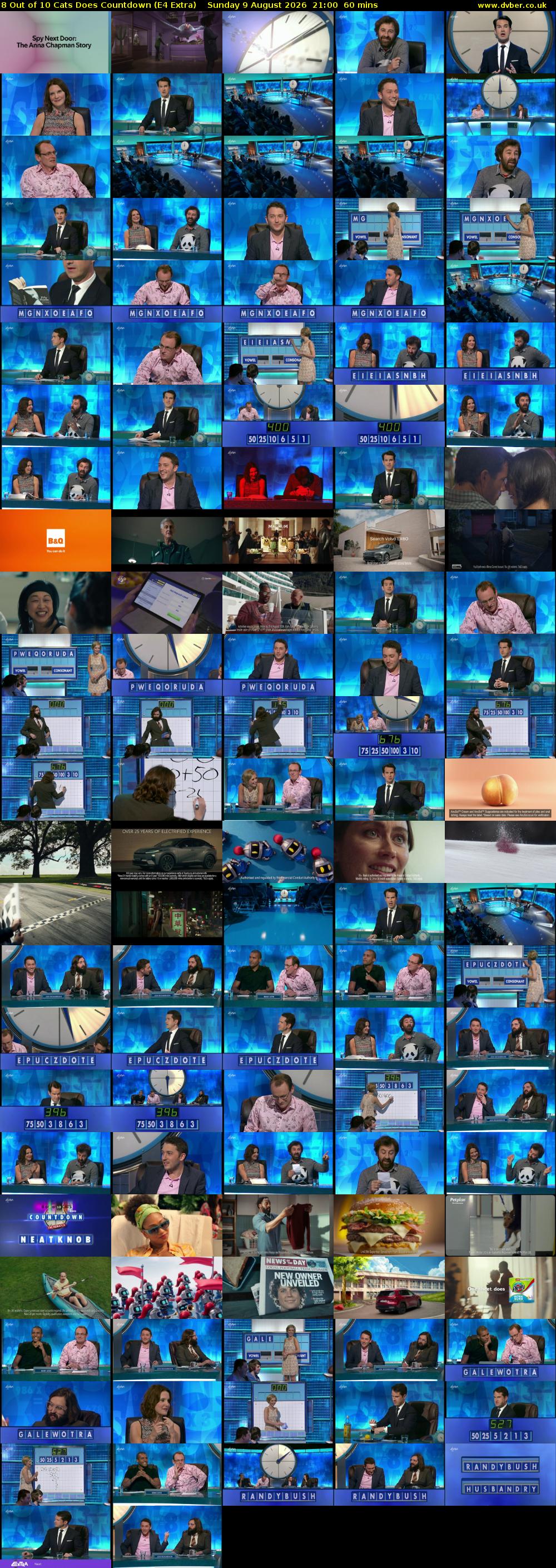 8 Out of 10 Cats Does Countdown (E4 Extra) Sunday 9 August 2026 21:00 - 22:00