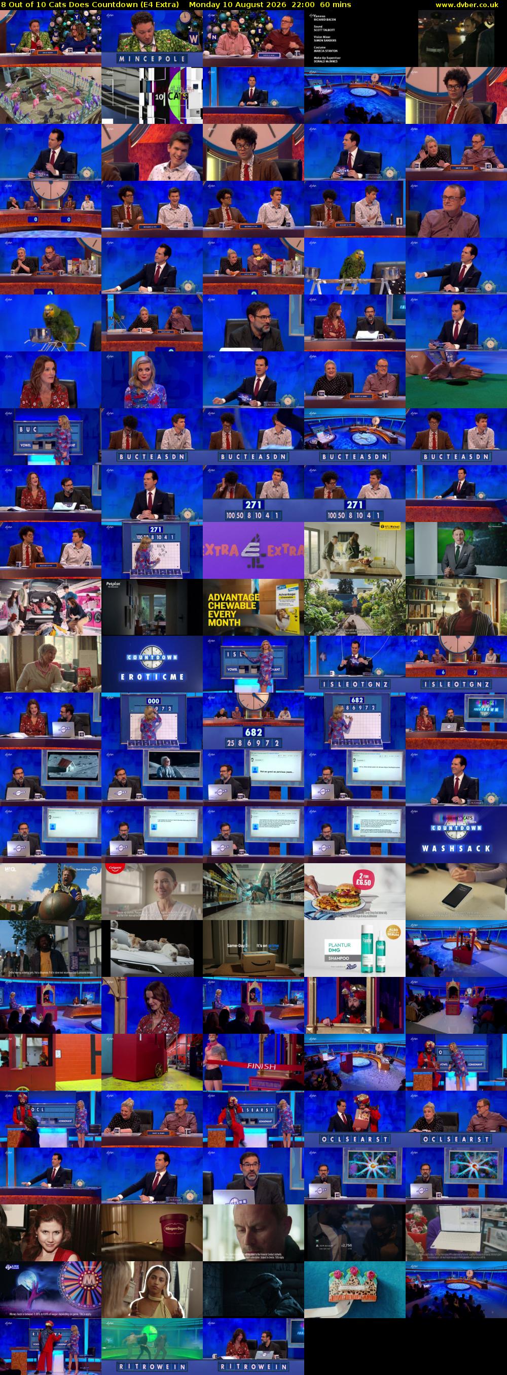 8 Out of 10 Cats Does Countdown (E4 Extra) Monday 10 August 2026 22:00 - 23:00