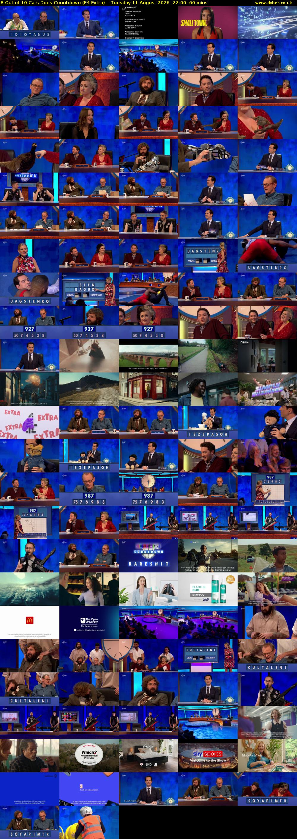 8 Out of 10 Cats Does Countdown (E4 Extra) Tuesday 11 August 2026 22:00 - 23:00