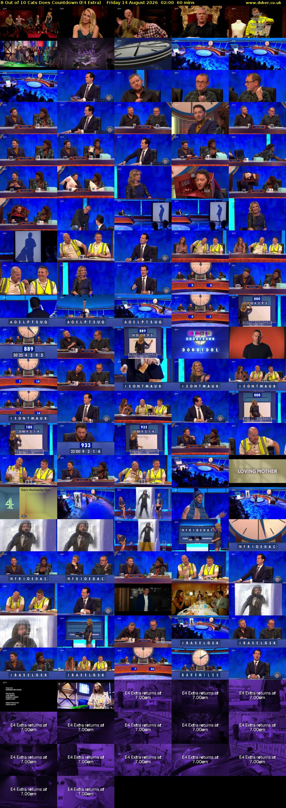 8 Out of 10 Cats Does Countdown (E4 Extra) Friday 14 August 2026 02:00 - 03:00