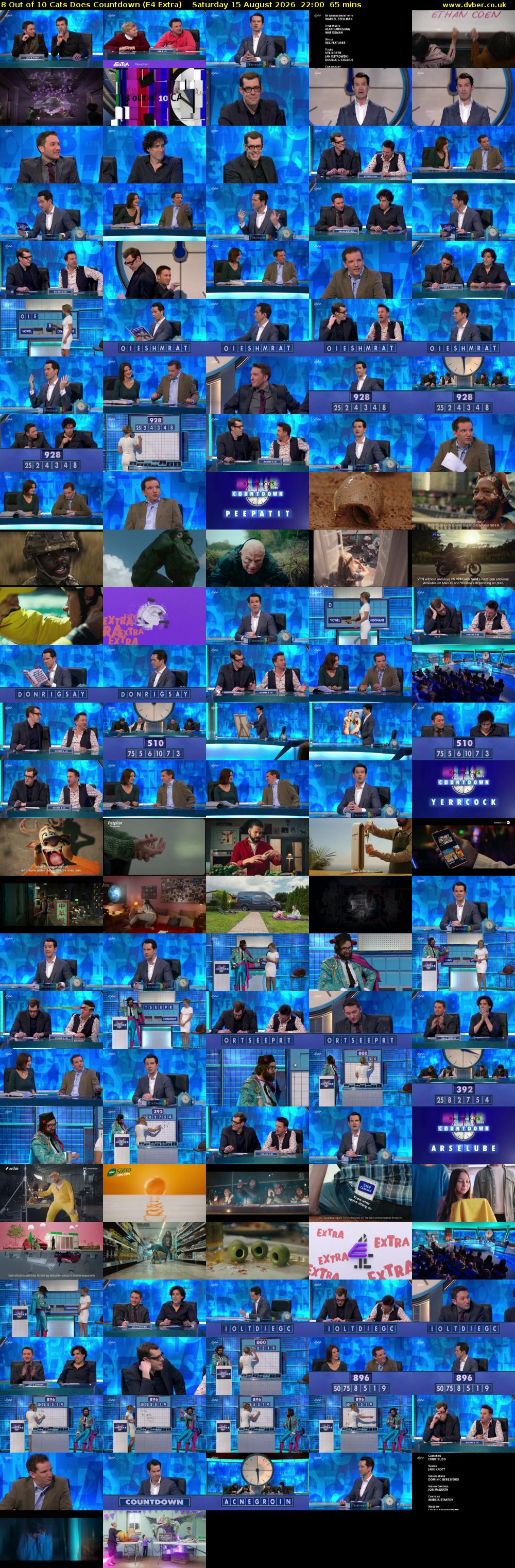8 Out of 10 Cats Does Countdown (E4 Extra) Saturday 15 August 2026 22:00 - 23:05