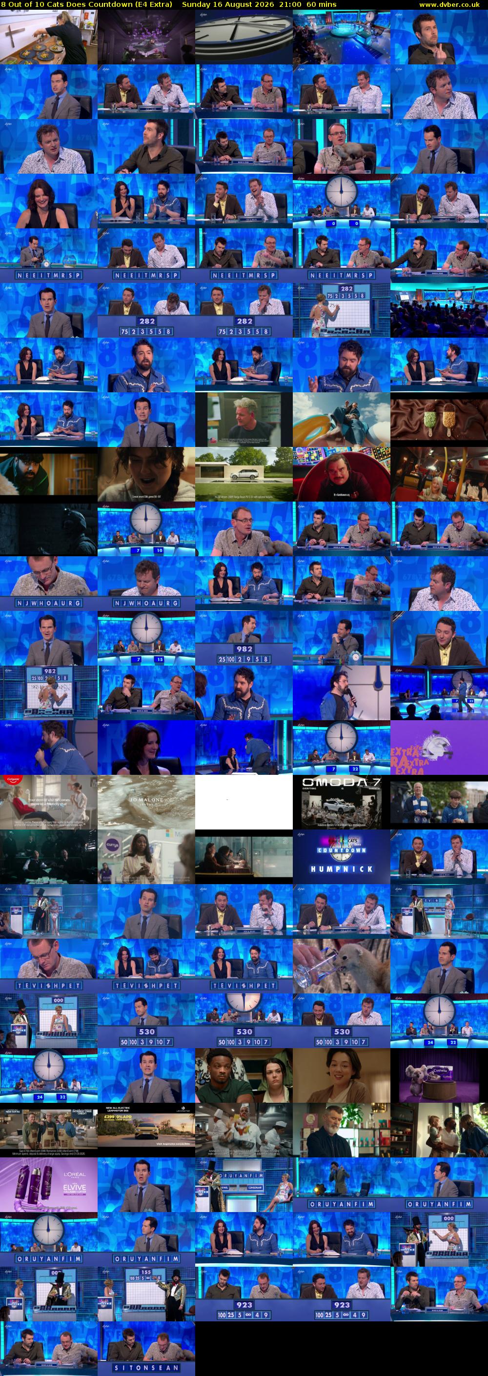 8 Out of 10 Cats Does Countdown (E4 Extra) Sunday 16 August 2026 21:00 - 22:00