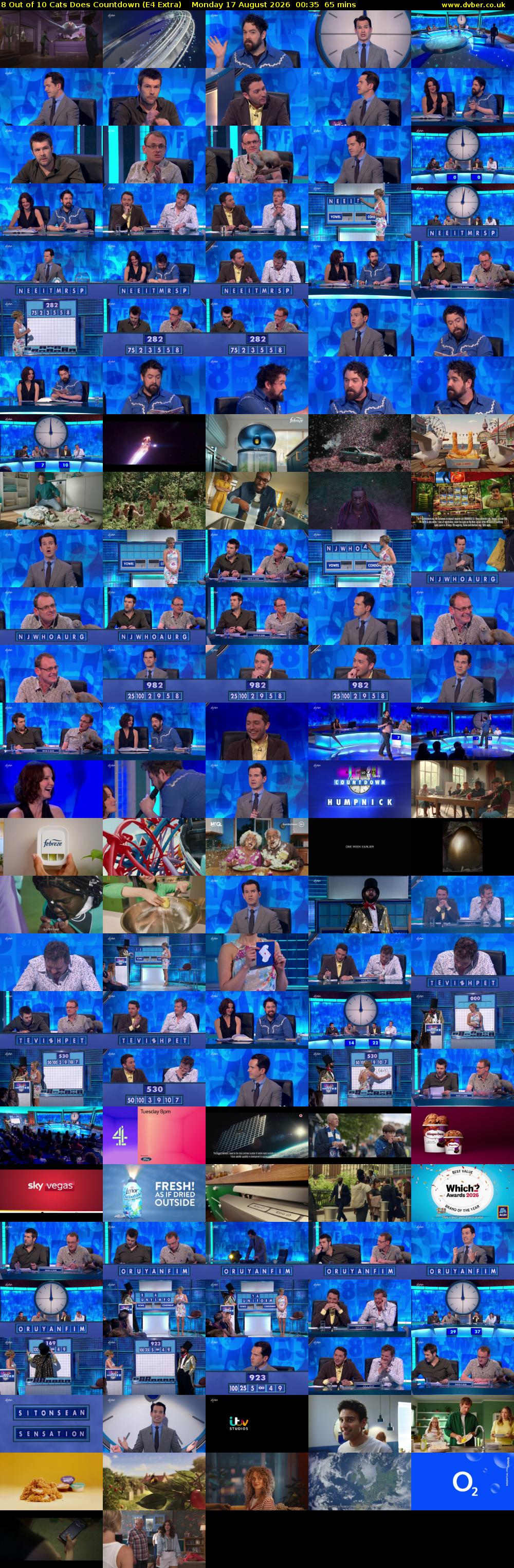 8 Out of 10 Cats Does Countdown (E4 Extra) Monday 17 August 2026 00:35 - 01:40