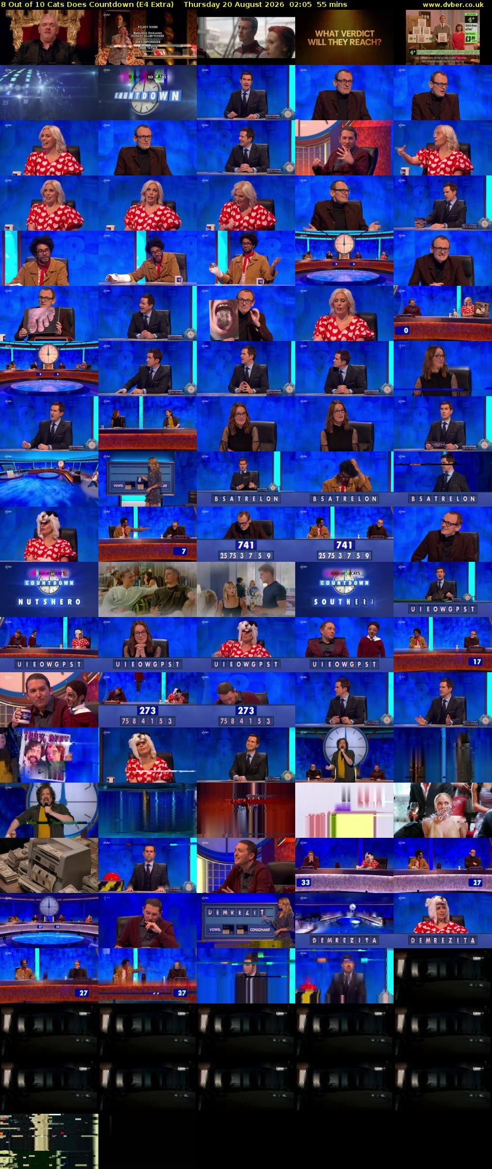 8 Out of 10 Cats Does Countdown (E4 Extra) Thursday 20 August 2026 02:05 - 03:00