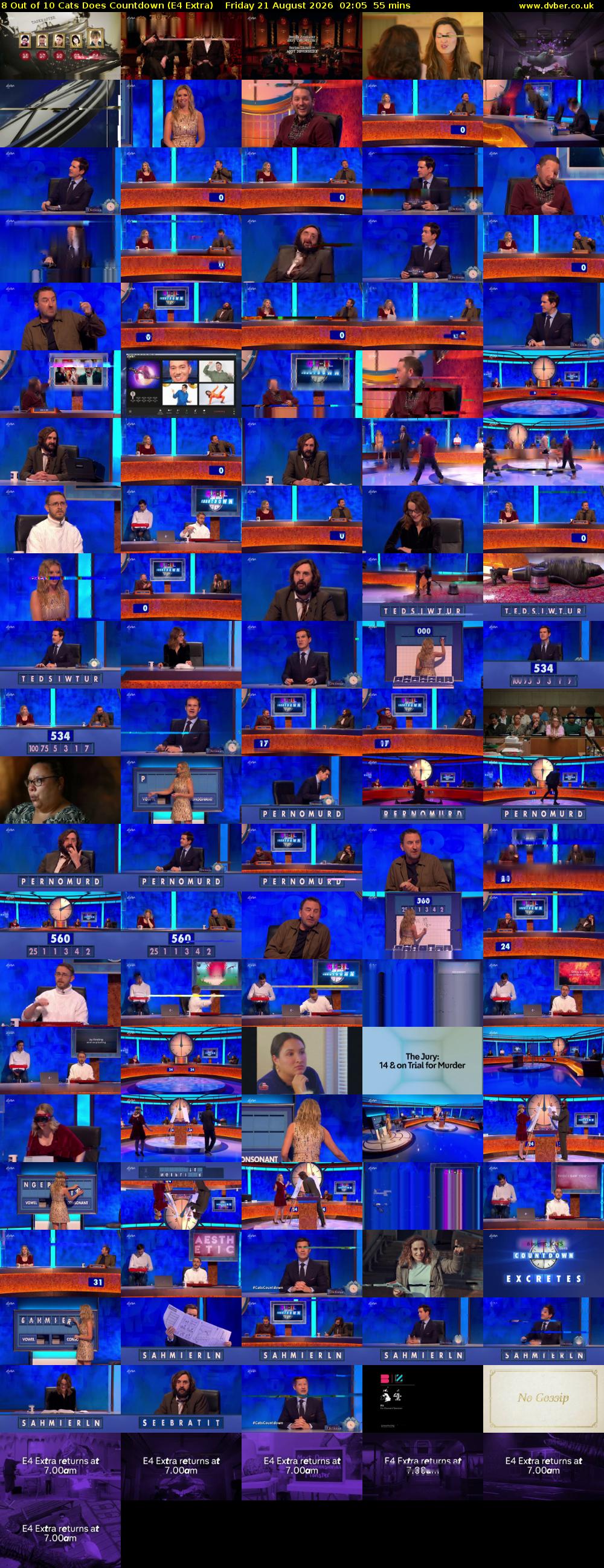 8 Out of 10 Cats Does Countdown (E4 Extra) Friday 21 August 2026 02:05 - 03:00