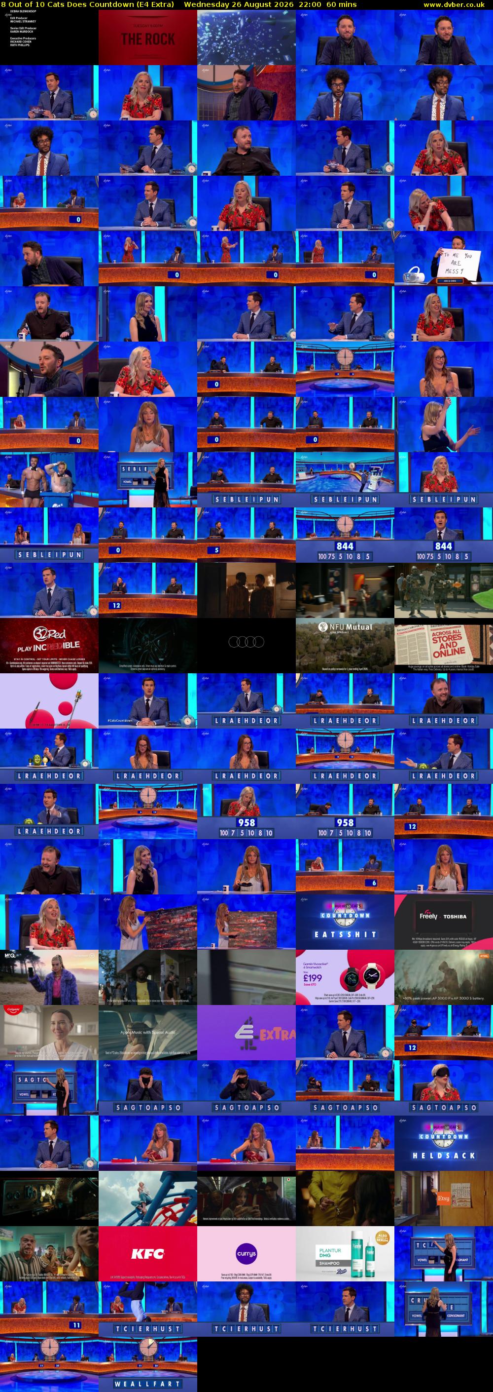 8 Out of 10 Cats Does Countdown (E4 Extra) Wednesday 26 August 2026 22:00 - 23:00