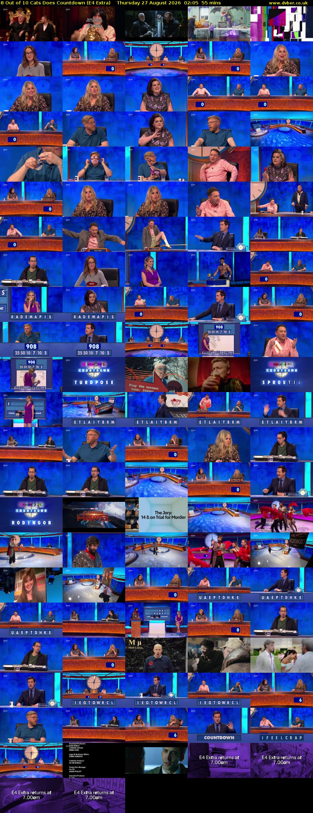 8 Out of 10 Cats Does Countdown (E4 Extra) Thursday 27 August 2026 02:05 - 03:00