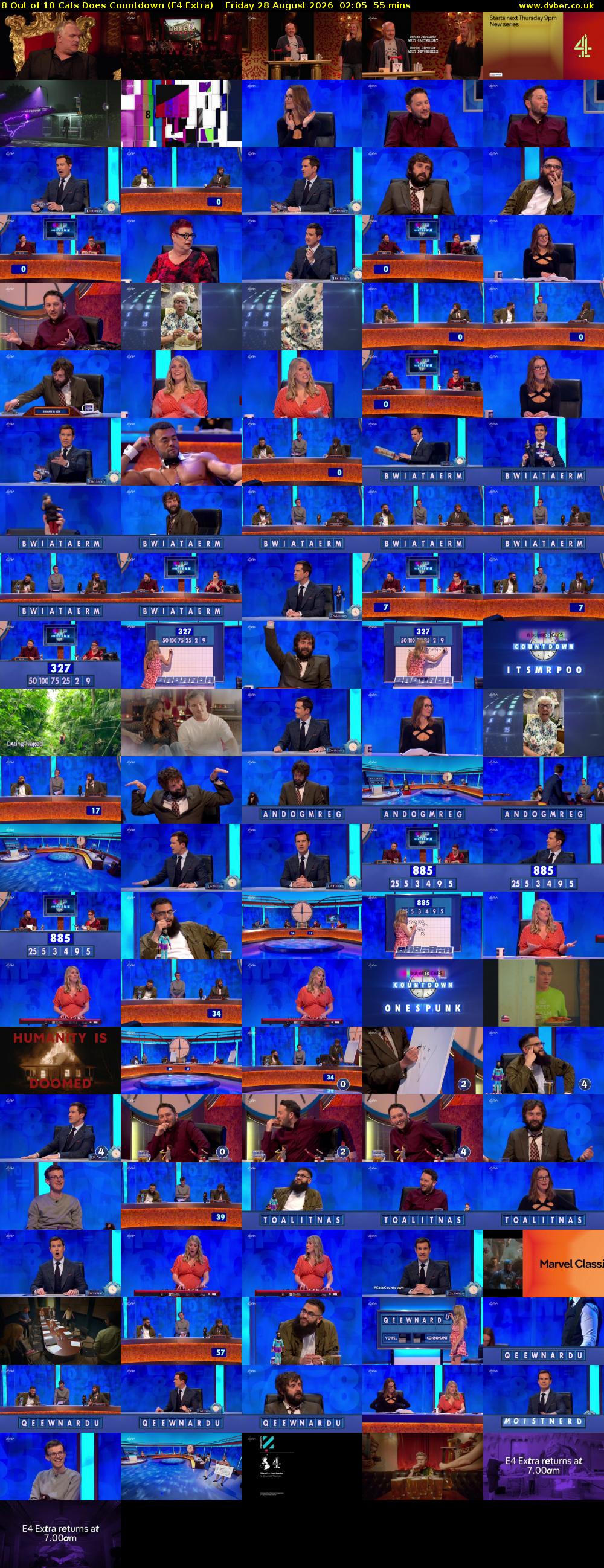 8 Out of 10 Cats Does Countdown (E4 Extra) Friday 28 August 2026 02:05 - 03:00