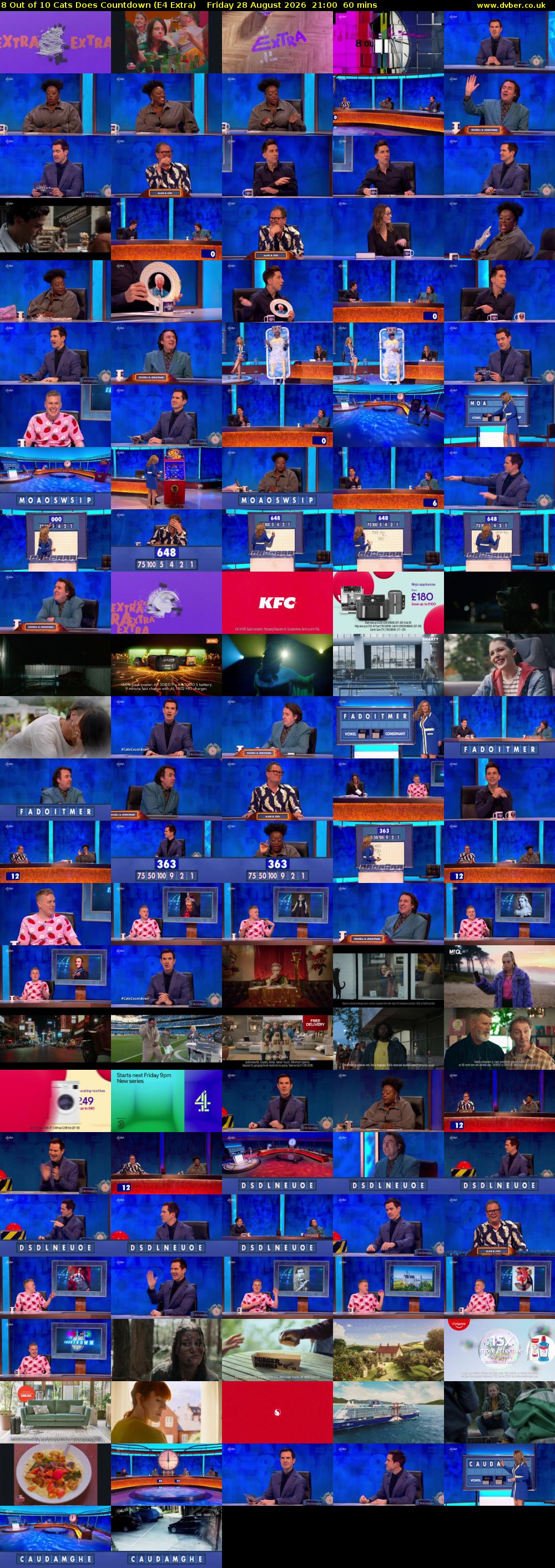8 Out of 10 Cats Does Countdown (E4 Extra) Friday 28 August 2026 21:00 - 22:00
