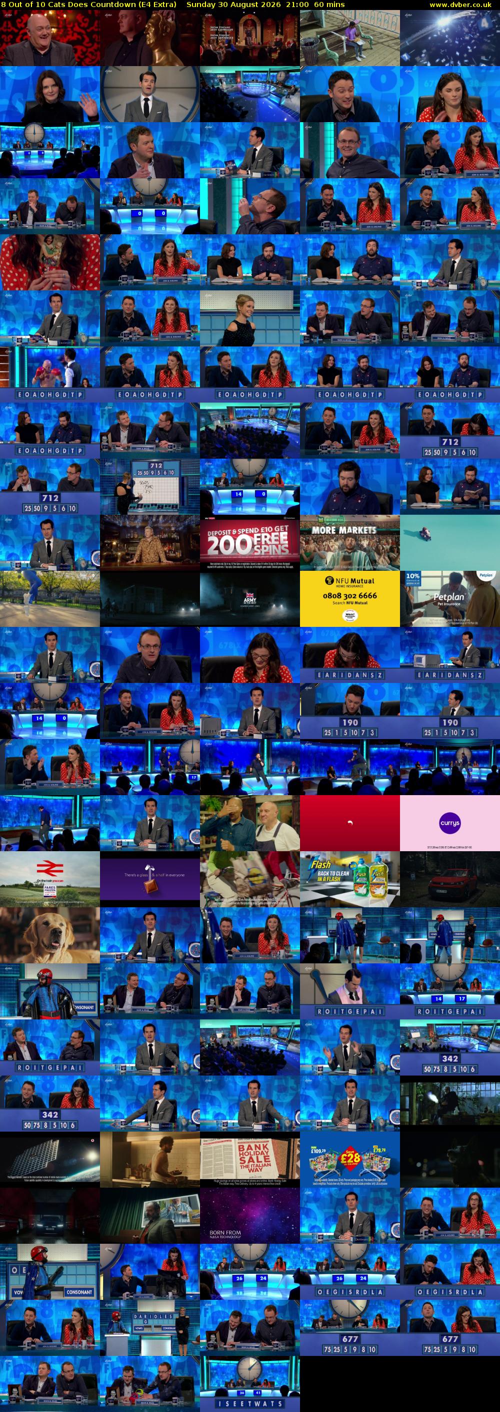 8 Out of 10 Cats Does Countdown (E4 Extra) Sunday 30 August 2026 21:00 - 22:00