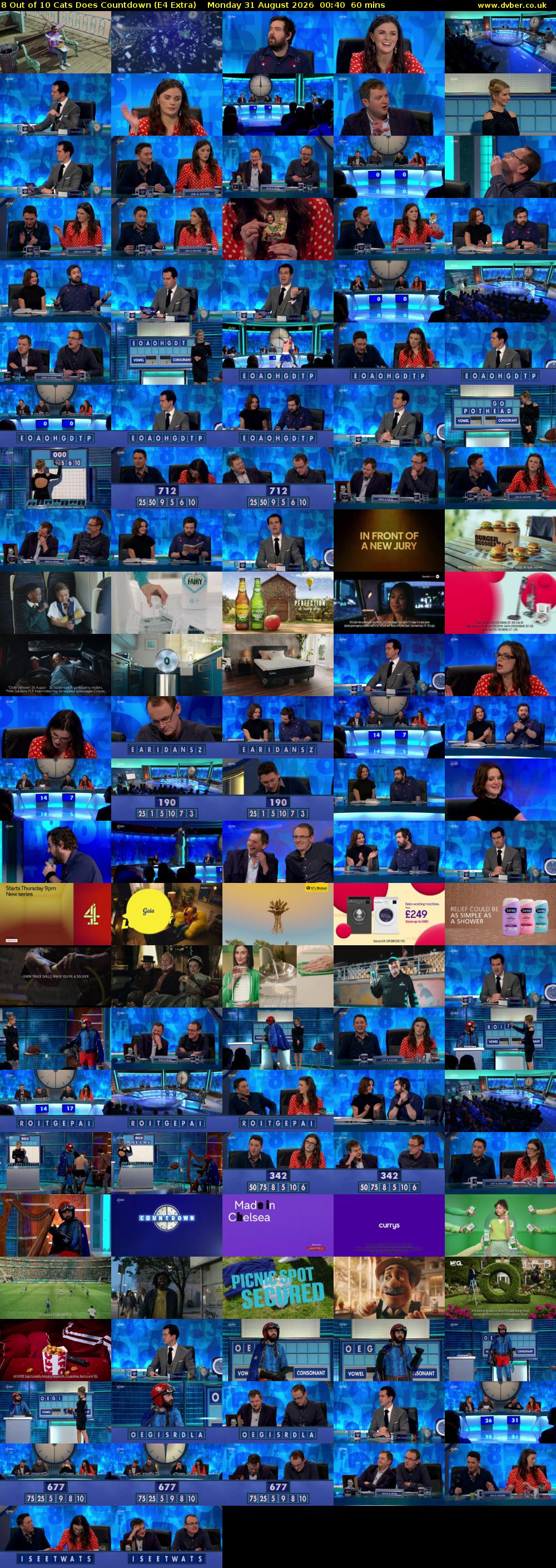 8 Out of 10 Cats Does Countdown (E4 Extra) Monday 31 August 2026 00:40 - 01:40