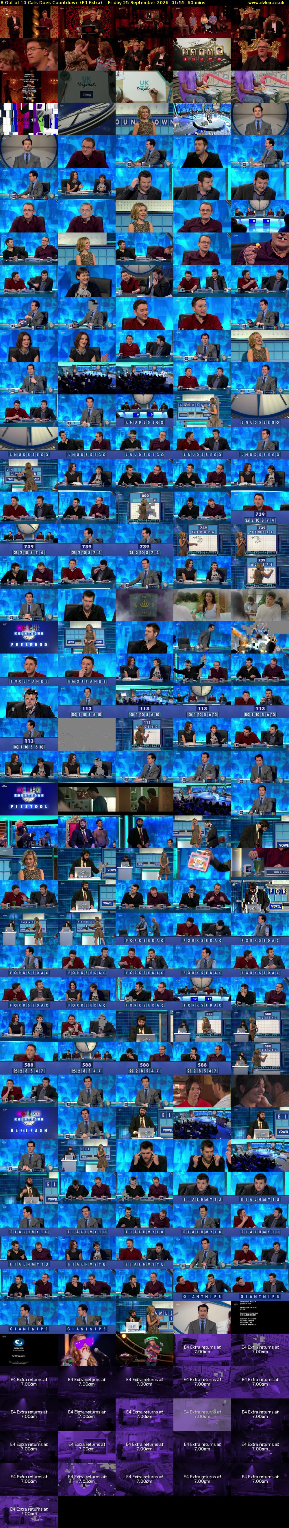 8 Out of 10 Cats Does Countdown (E4 Extra) Friday 25 September 2026 01:55 - 02:55