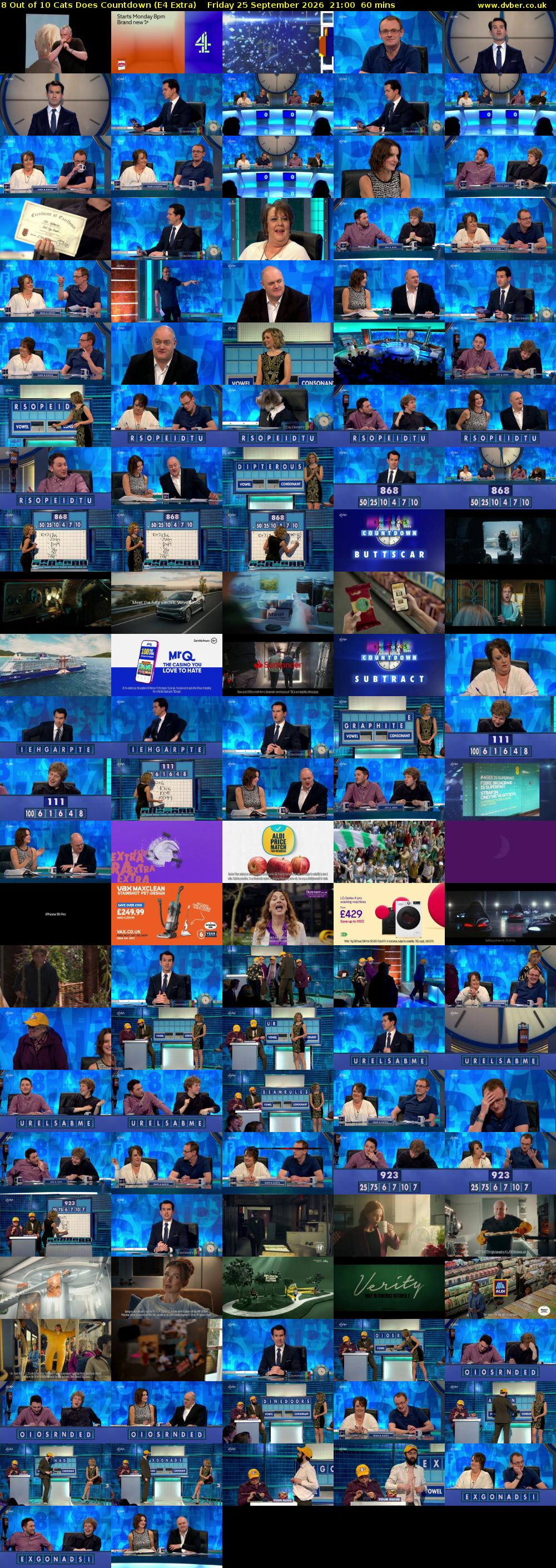 8 Out of 10 Cats Does Countdown (E4 Extra) Friday 25 September 2026 21:00 - 22:00