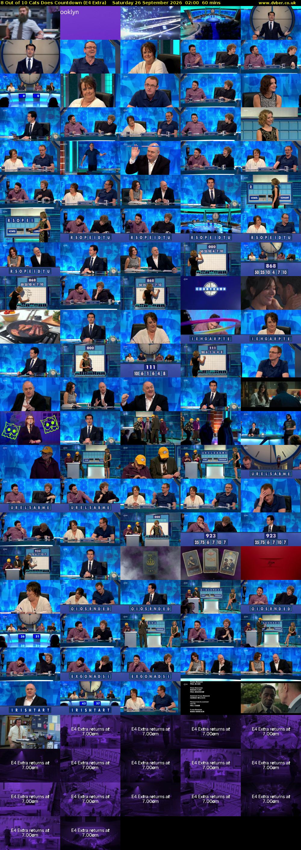 8 Out of 10 Cats Does Countdown (E4 Extra) Saturday 26 September 2026 02:00 - 03:00