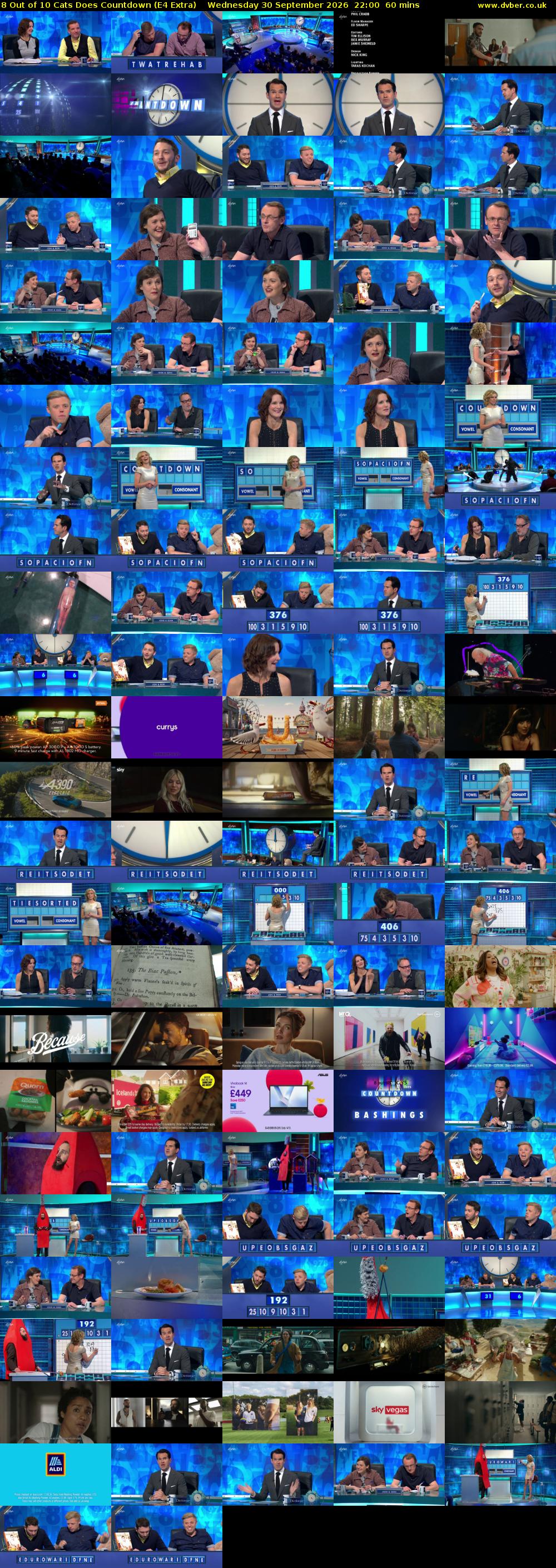 8 Out of 10 Cats Does Countdown (E4 Extra) Wednesday 30 September 2026 22:00 - 23:00