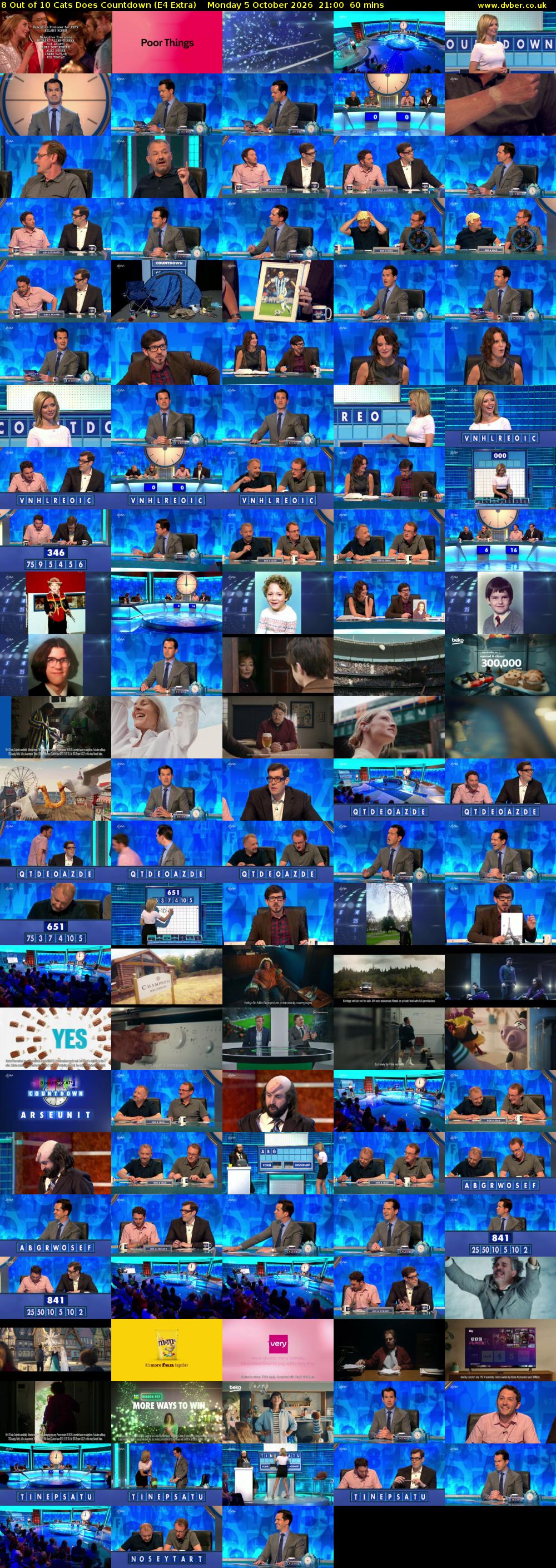 8 Out of 10 Cats Does Countdown (E4 Extra) Monday 5 October 2026 21:00 - 22:00