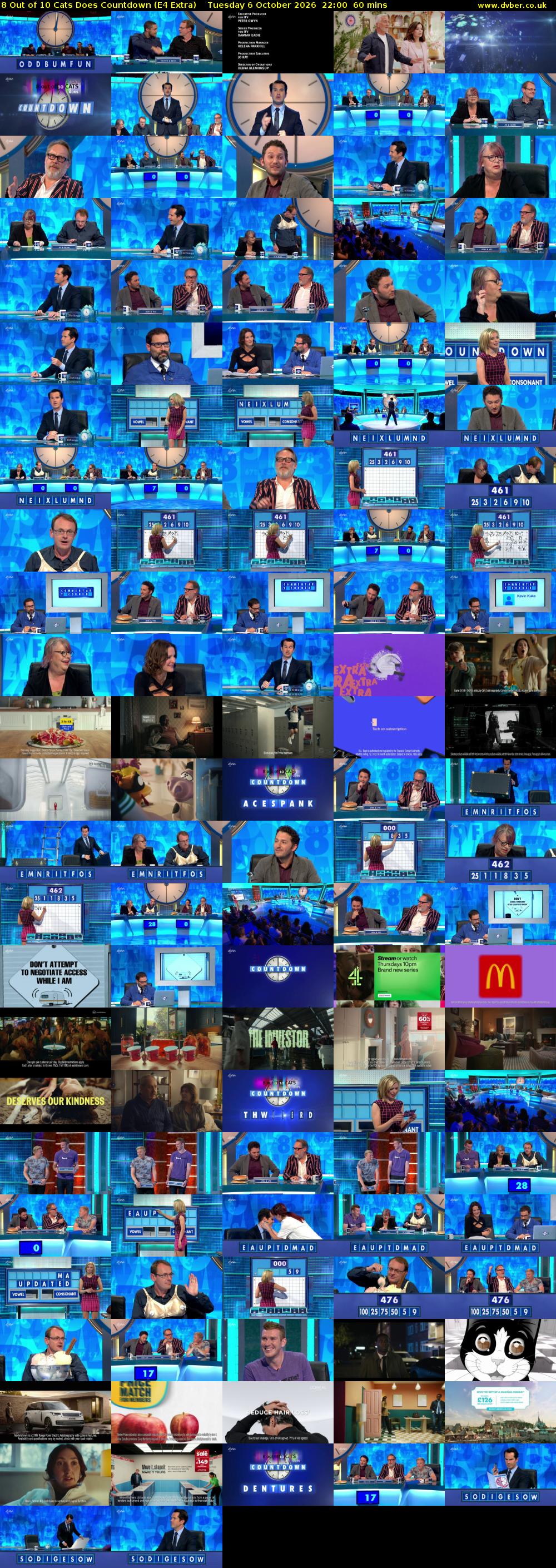 8 Out of 10 Cats Does Countdown (E4 Extra) Tuesday 6 October 2026 22:00 - 23:00