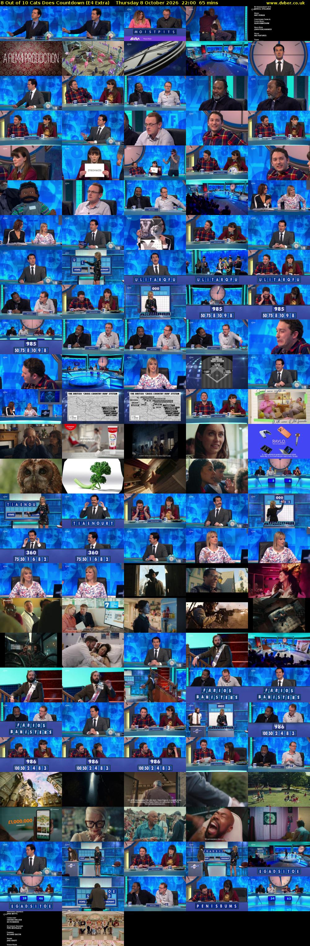 8 Out of 10 Cats Does Countdown (E4 Extra) Thursday 8 October 2026 22:00 - 23:05