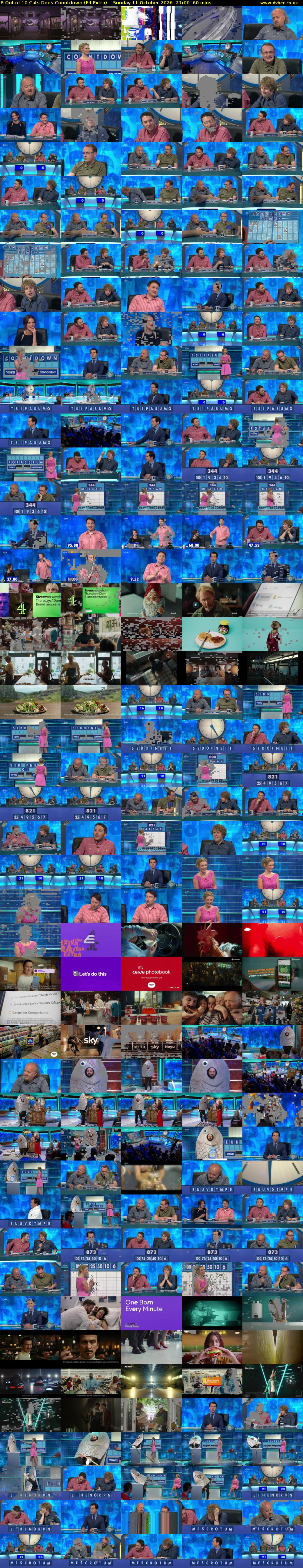 8 Out of 10 Cats Does Countdown (E4 Extra) Sunday 11 October 2026 21:00 - 22:00