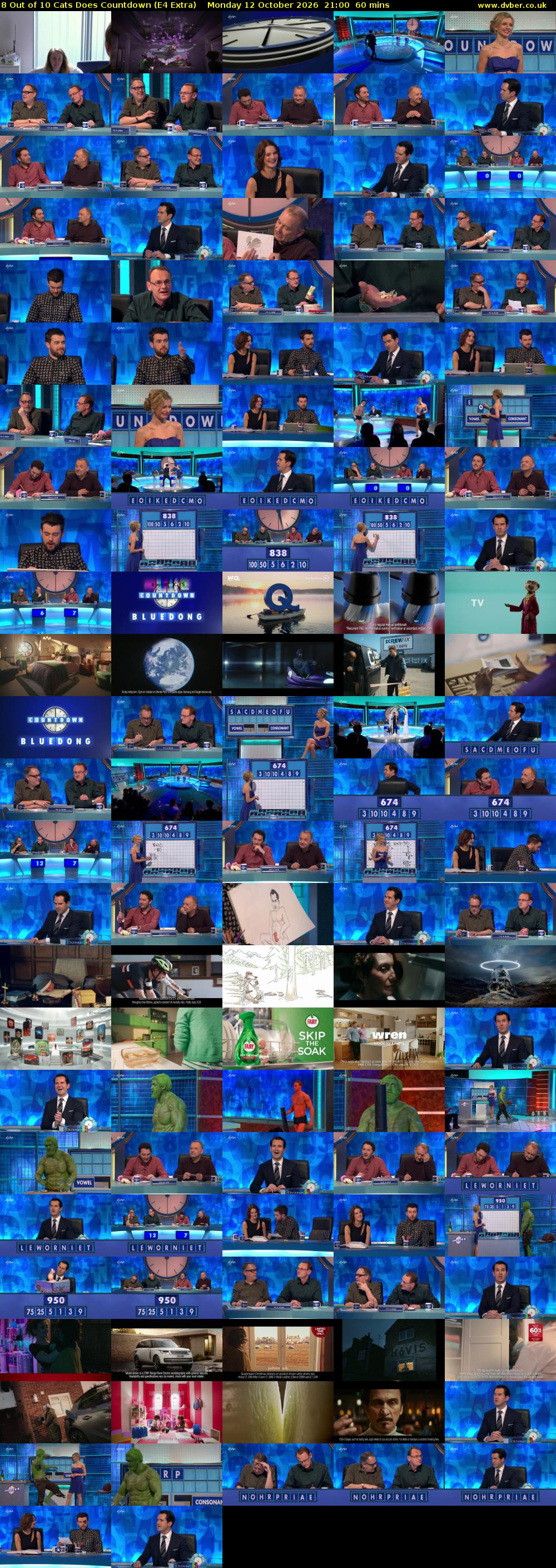 8 Out of 10 Cats Does Countdown (E4 Extra) Monday 12 October 2026 21:00 - 22:00