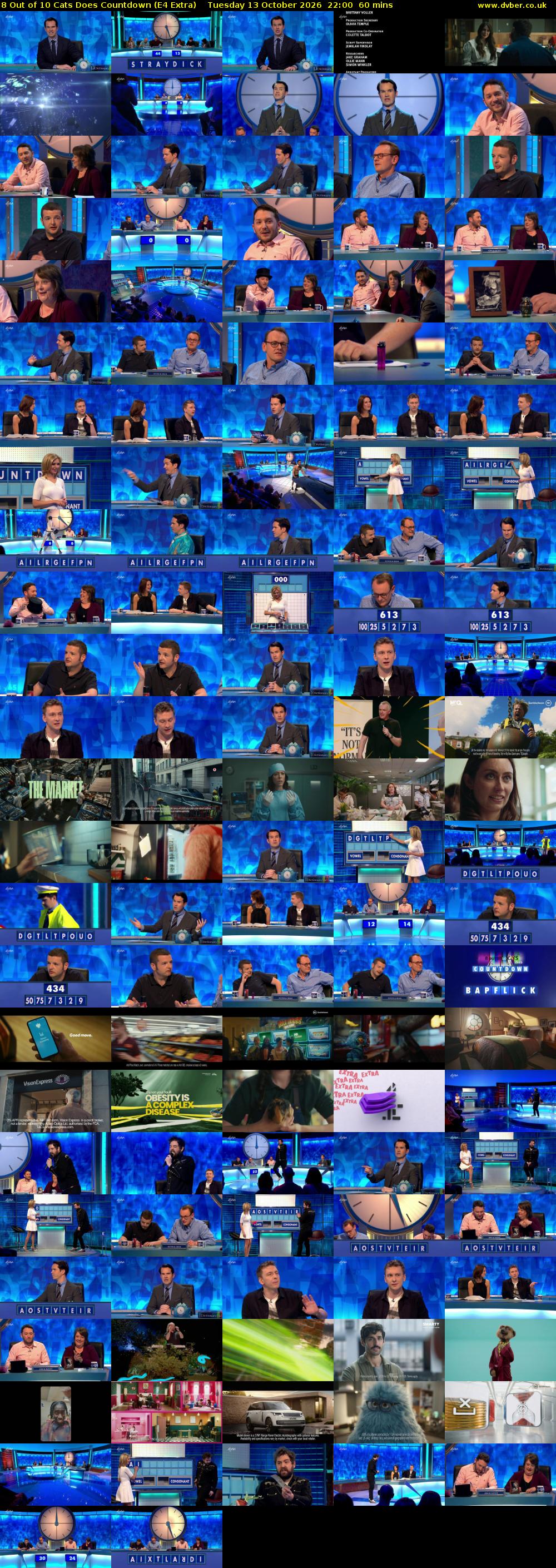 8 Out of 10 Cats Does Countdown (E4 Extra) Tuesday 13 October 2026 22:00 - 23:00