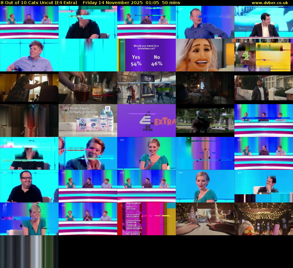 8 Out of 10 Cats Uncut (E4 Extra) Friday 14 November 2025 01:05 - 01:55