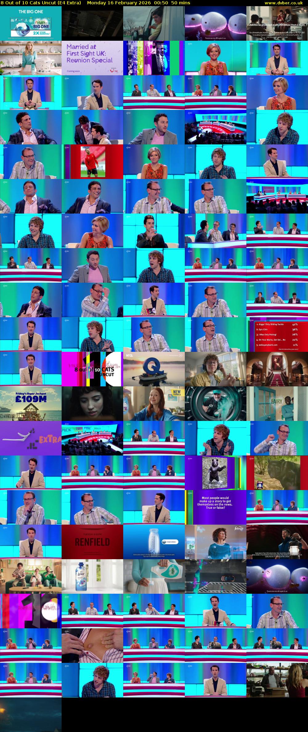 8 Out of 10 Cats Uncut (E4 Extra) Monday 16 February 2026 00:50 - 01:40