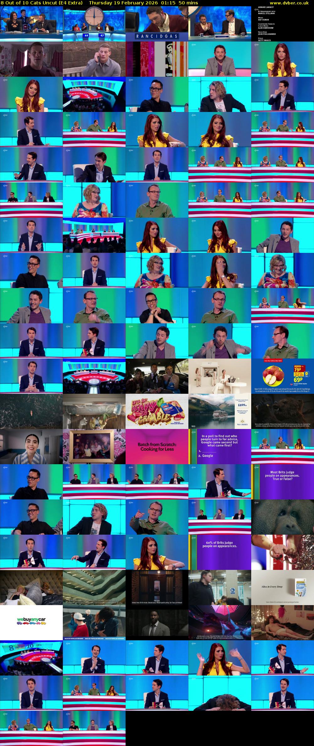 8 Out of 10 Cats Uncut (E4 Extra) Thursday 19 February 2026 01:15 - 02:05