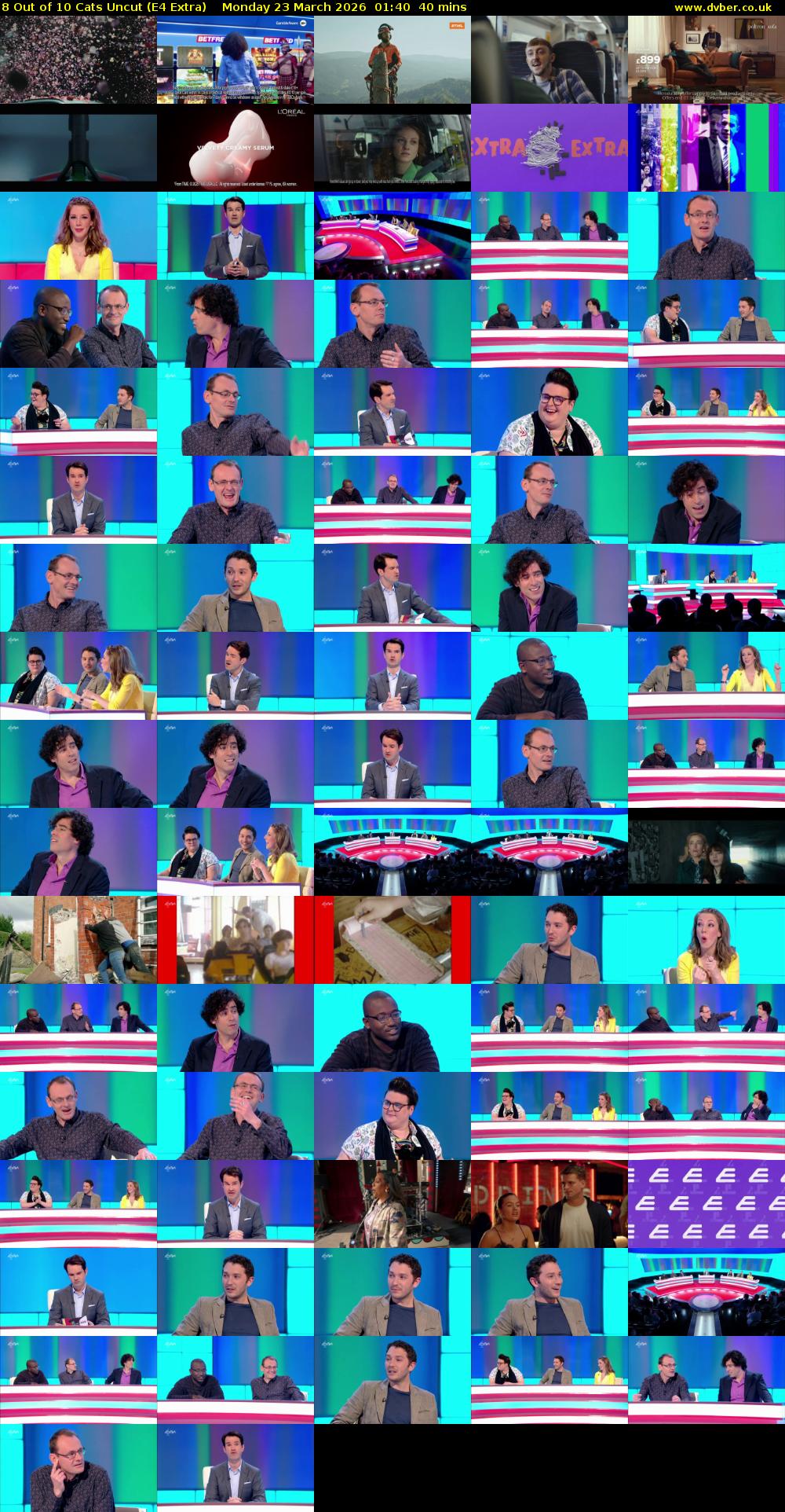 8 Out of 10 Cats Uncut (E4 Extra) Monday 23 March 2026 01:40 - 02:20