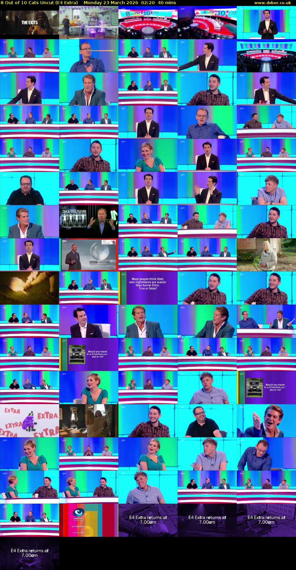 8 Out of 10 Cats Uncut (E4 Extra) Monday 23 March 2026 02:20 - 03:00