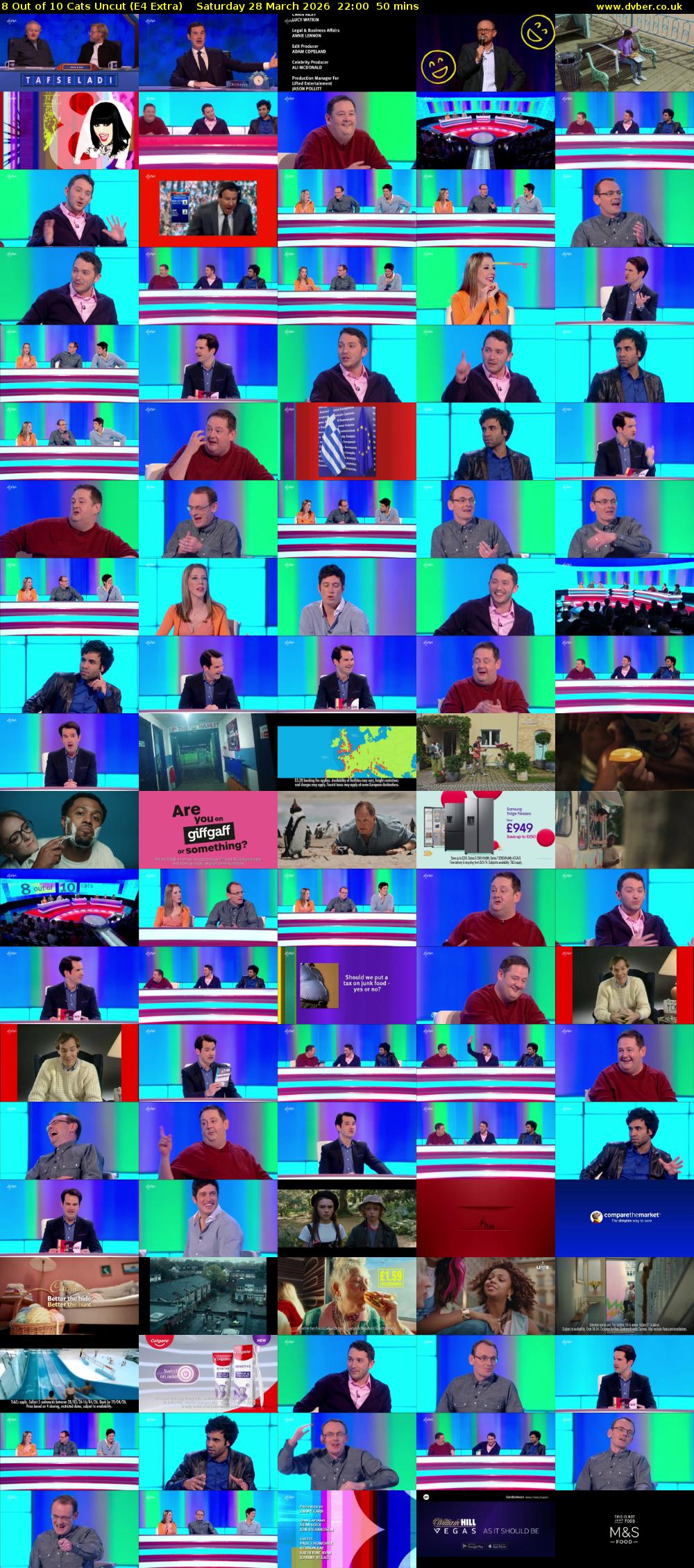 8 Out of 10 Cats Uncut (E4 Extra) Saturday 28 March 2026 22:00 - 22:50