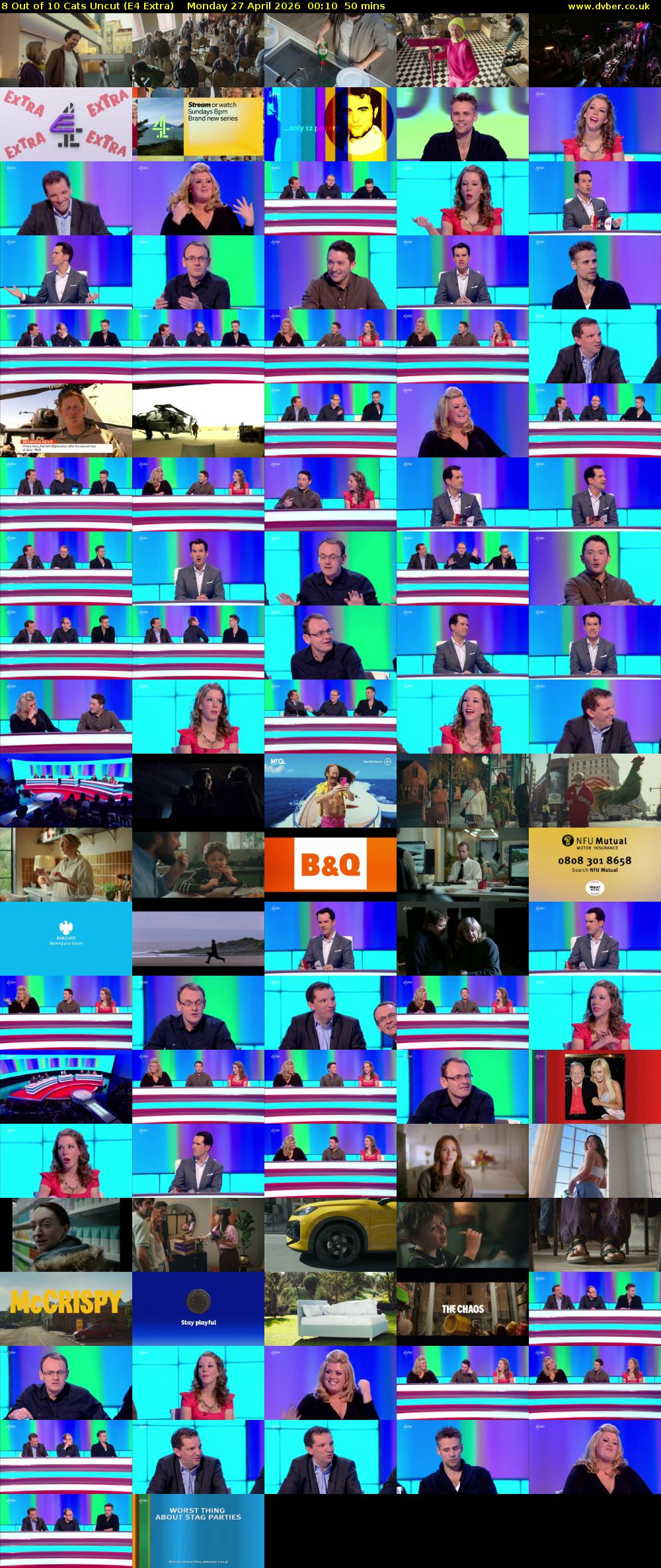 8 Out of 10 Cats Uncut (E4 Extra) Monday 27 April 2026 00:10 - 01:00