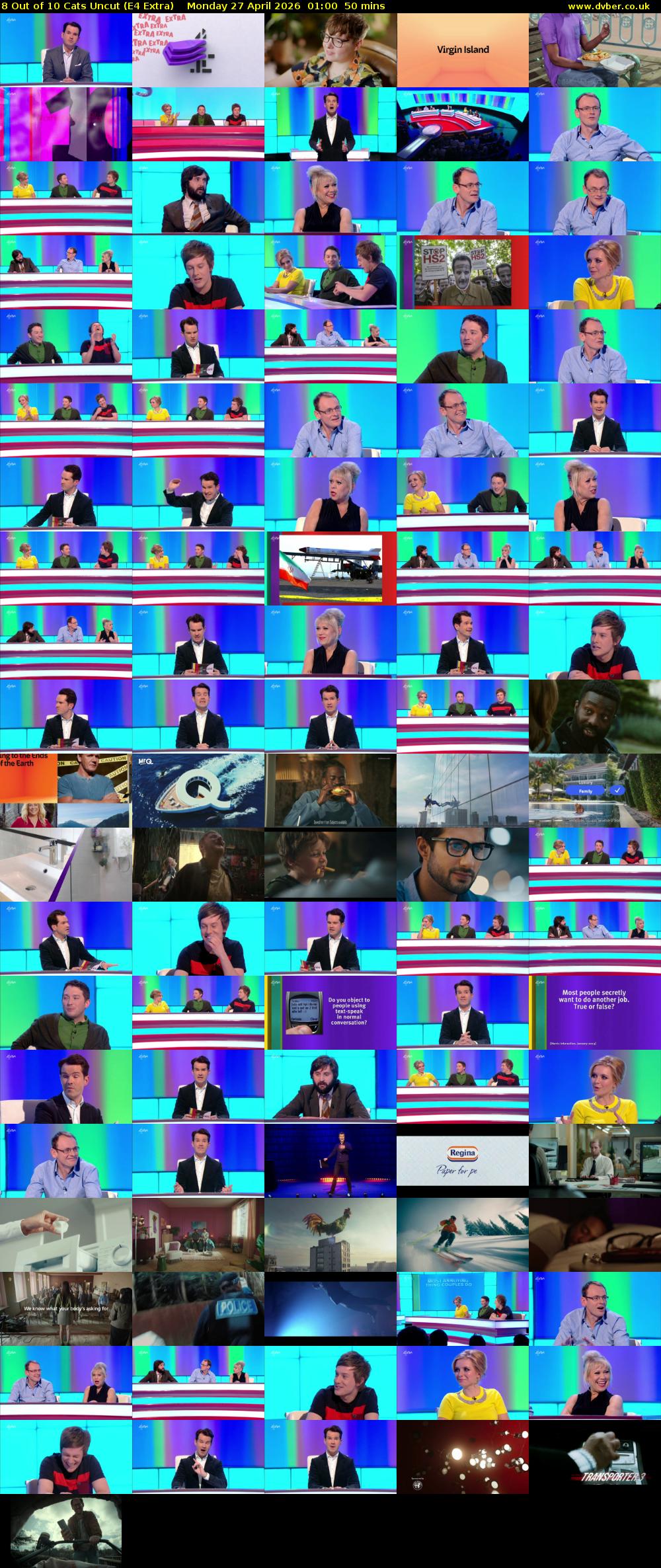 8 Out of 10 Cats Uncut (E4 Extra) Monday 27 April 2026 01:00 - 01:50