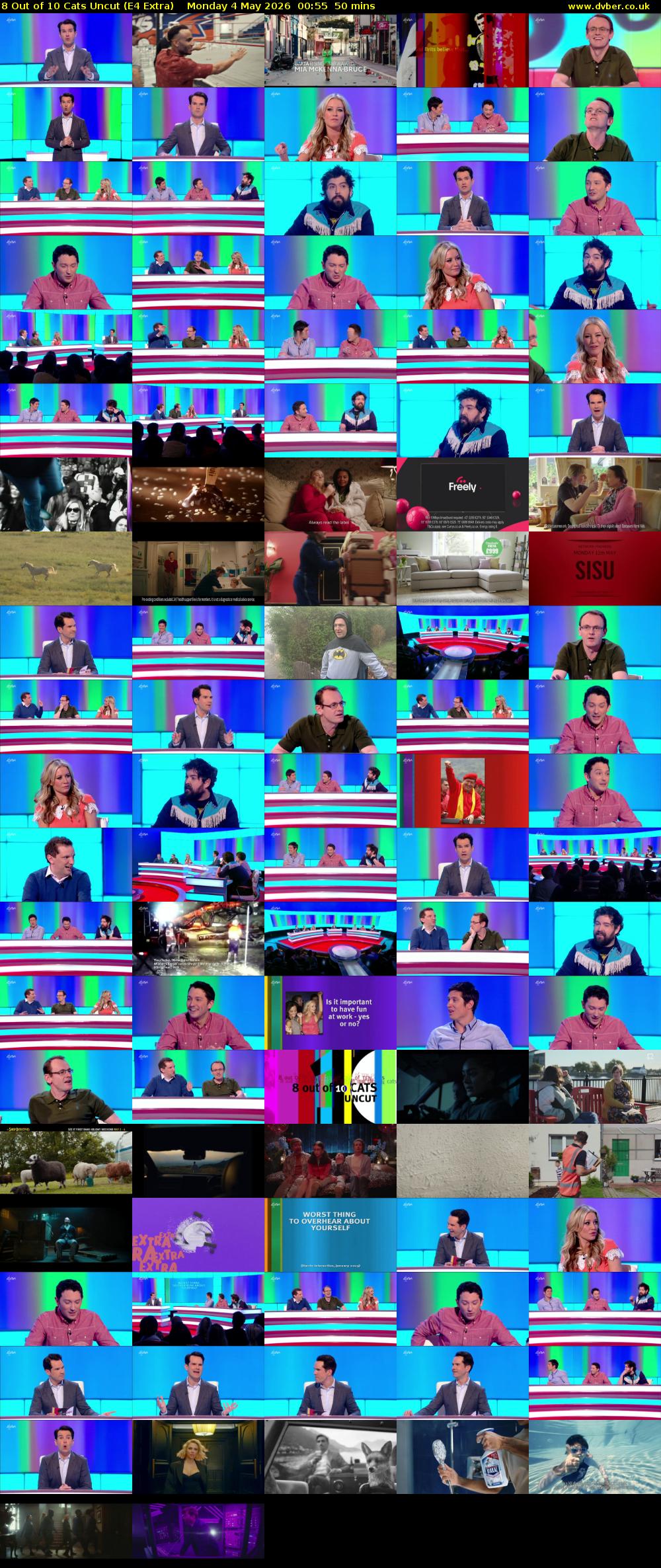 8 Out of 10 Cats Uncut (E4 Extra) Monday 4 May 2026 00:55 - 01:45