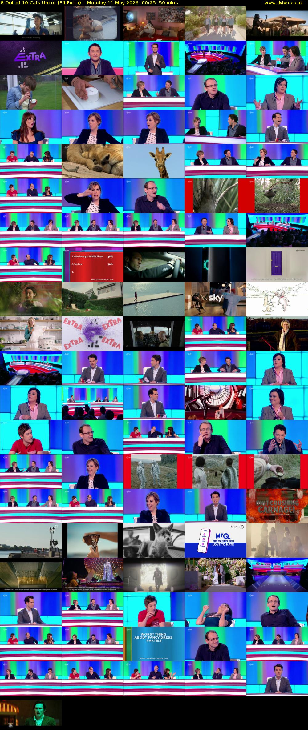 8 Out of 10 Cats Uncut (E4 Extra) Monday 11 May 2026 00:25 - 01:15