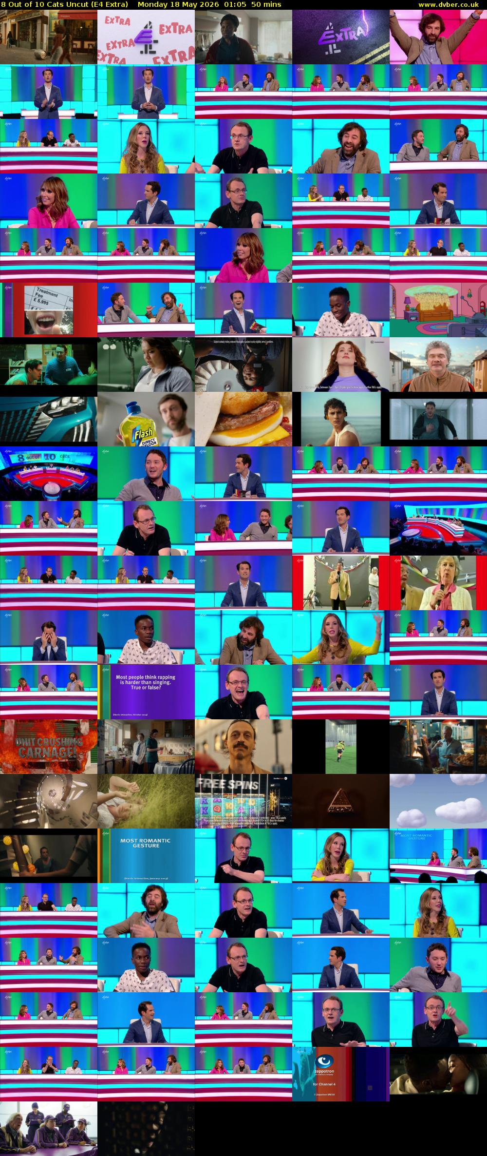 8 Out of 10 Cats Uncut (E4 Extra) Monday 18 May 2026 01:05 - 01:55
