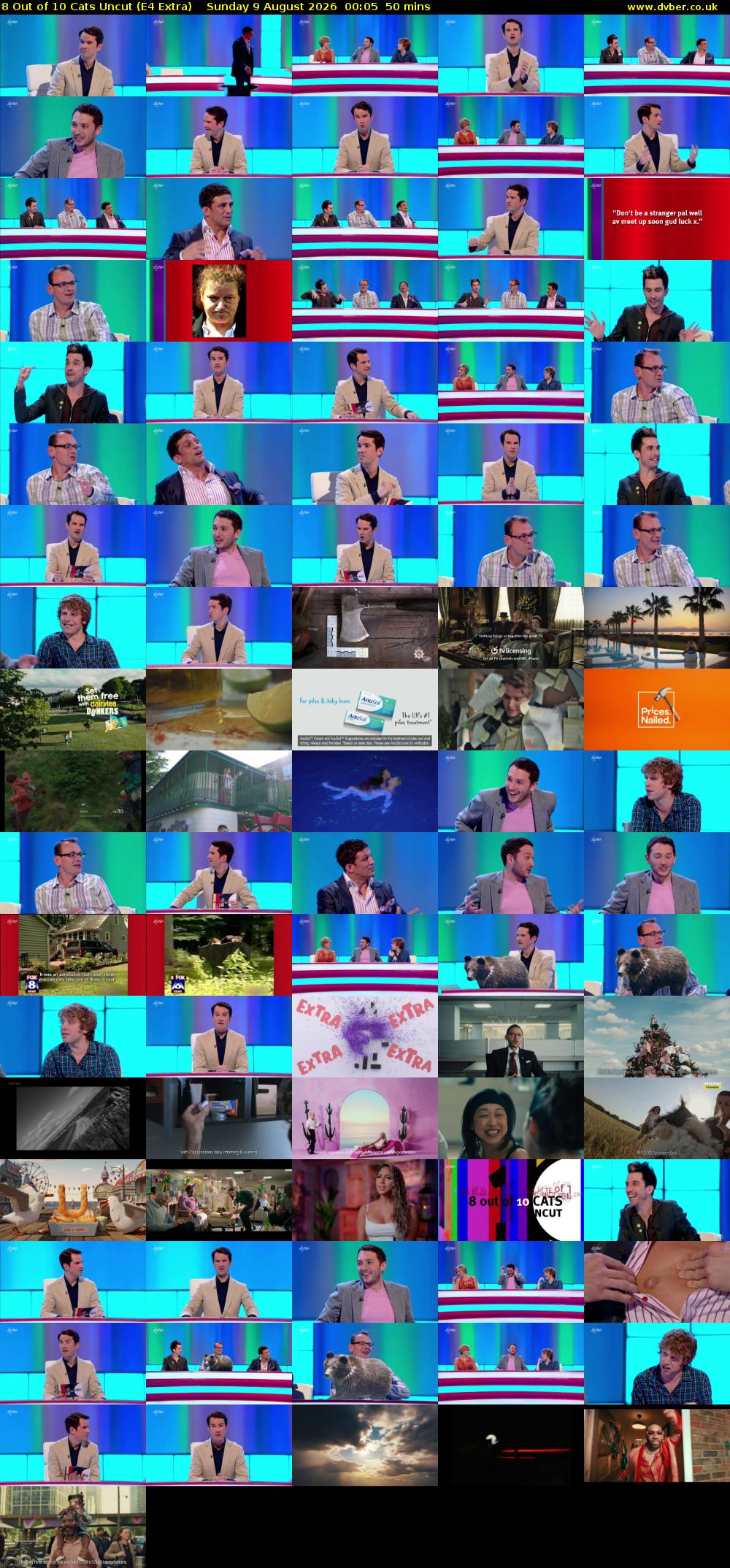 8 Out of 10 Cats Uncut (E4 Extra) Sunday 9 August 2026 00:05 - 00:55