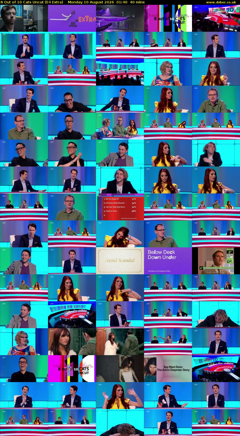 8 Out of 10 Cats Uncut (E4 Extra) Monday 10 August 2026 01:40 - 02:20