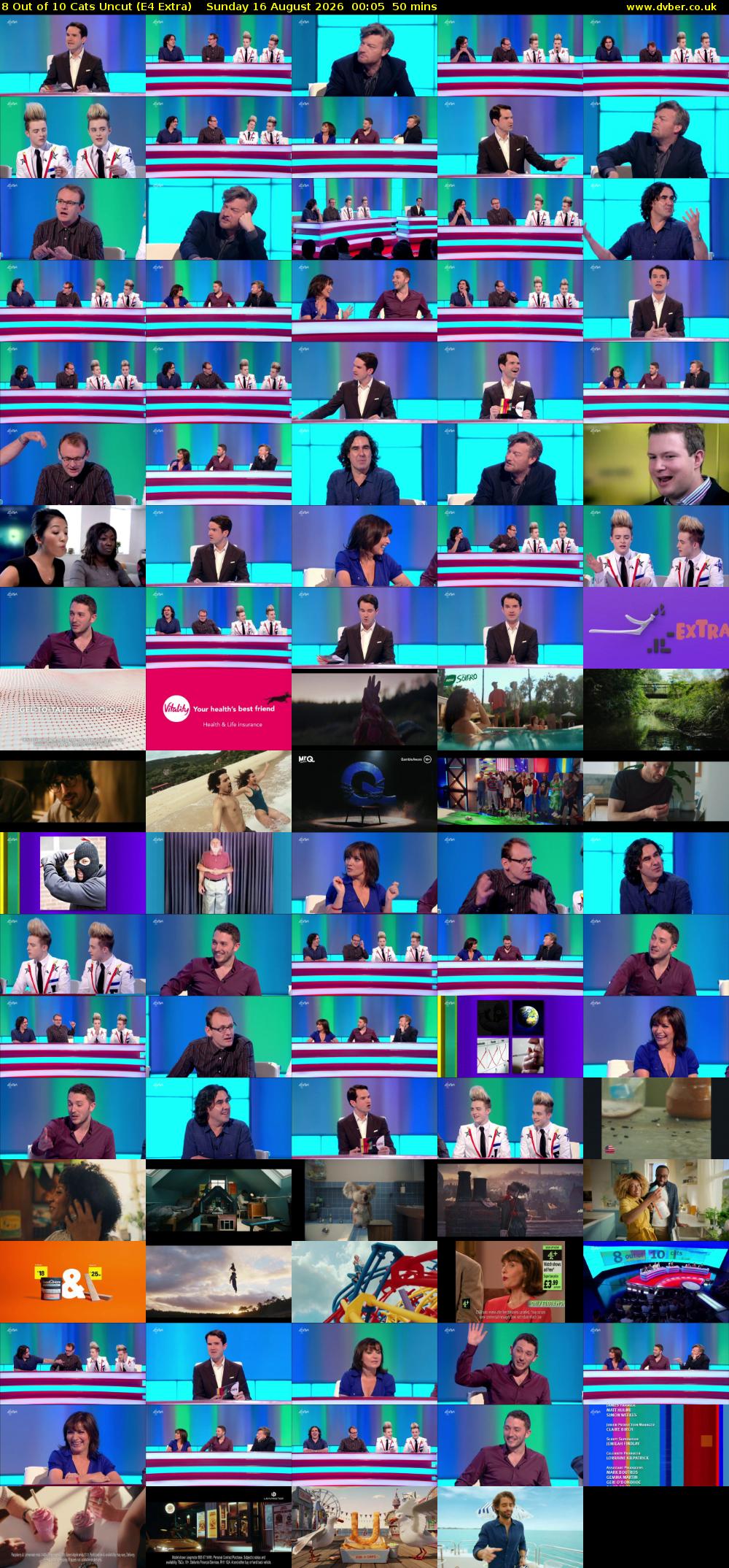 8 Out of 10 Cats Uncut (E4 Extra) Sunday 16 August 2026 00:05 - 00:55