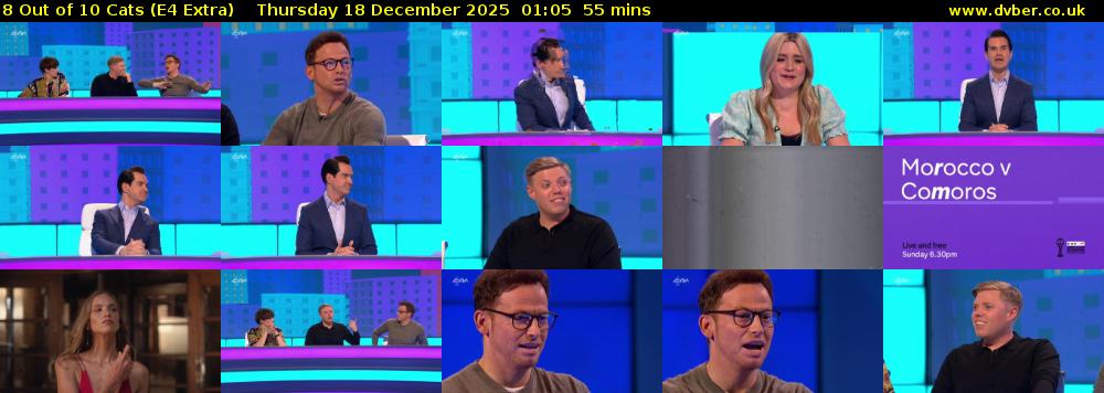 8 Out of 10 Cats (E4 Extra) Thursday 18 December 2025 01:05 - 02:00