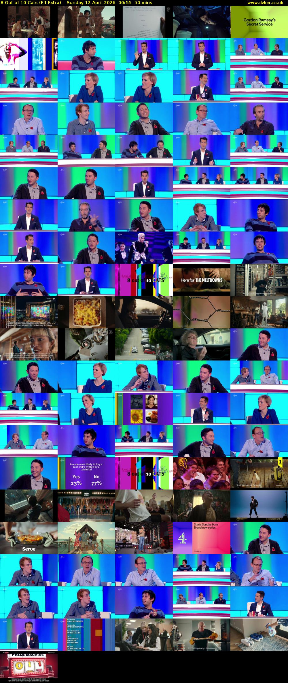 8 Out of 10 Cats (E4 Extra) Sunday 12 April 2026 00:55 - 01:45