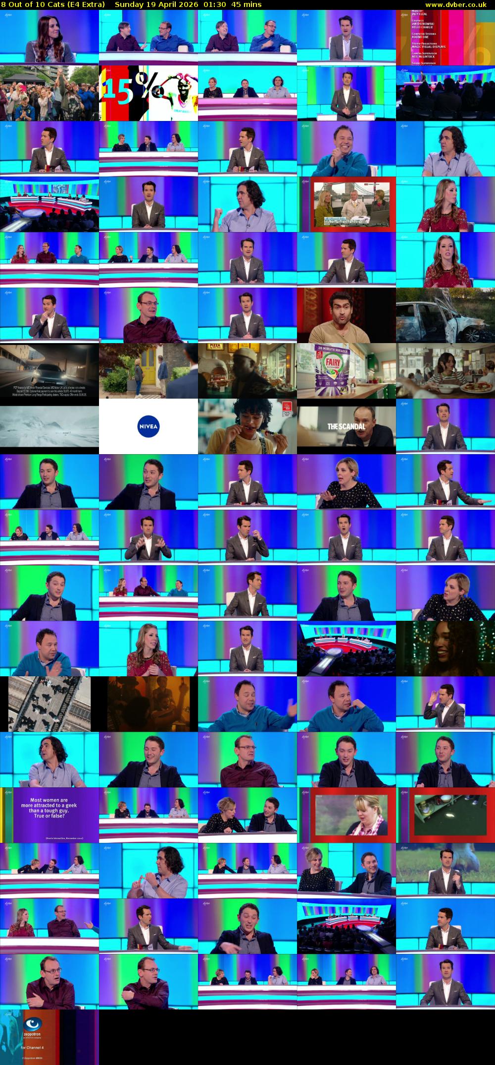 8 Out of 10 Cats (E4 Extra) Sunday 19 April 2026 01:30 - 02:15