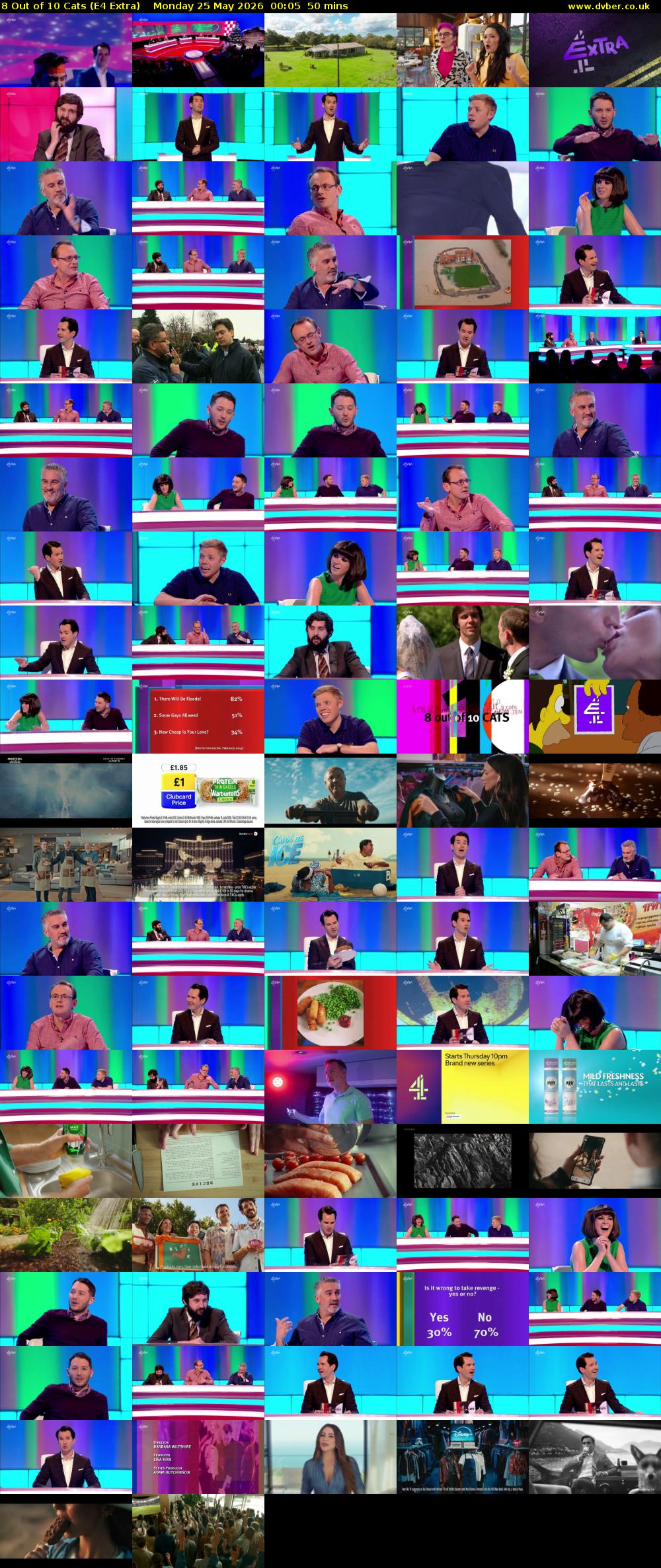 8 Out of 10 Cats (E4 Extra) Monday 25 May 2026 00:05 - 00:55