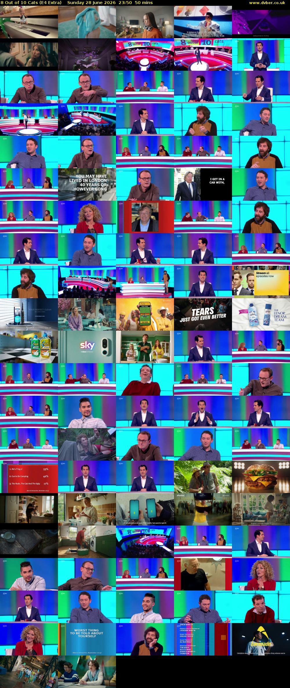 8 Out of 10 Cats (E4 Extra) Sunday 28 June 2026 23:50 - 00:40
